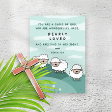 Load image into Gallery viewer, Cute Religious Bible Quote Greeting Card (A child of god)
