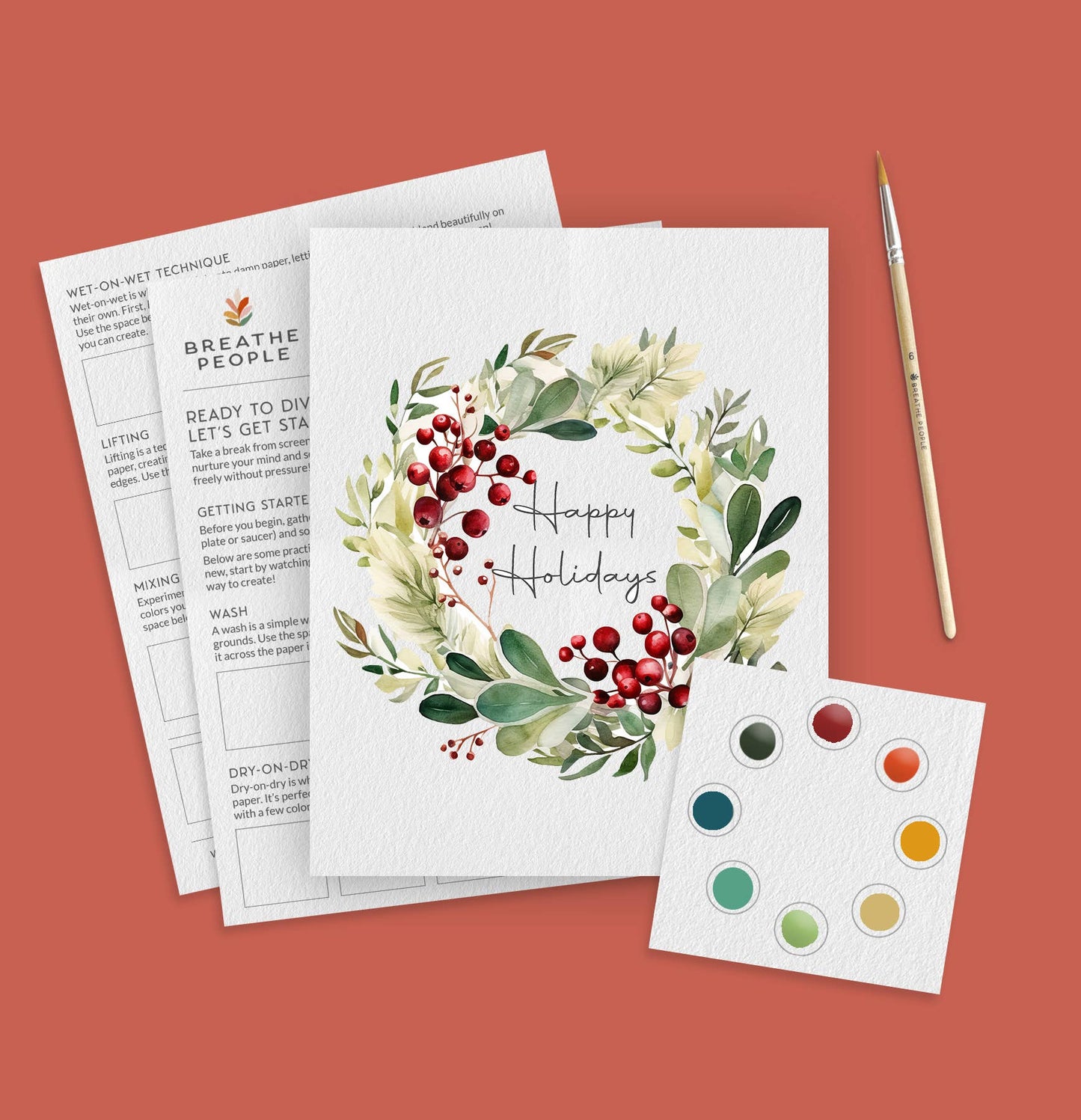 Berry Wreathe Watercolor Kit - Beginner Art Kit for Adults