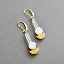 Load image into Gallery viewer, ISLE14 White and brass geometric earrings
