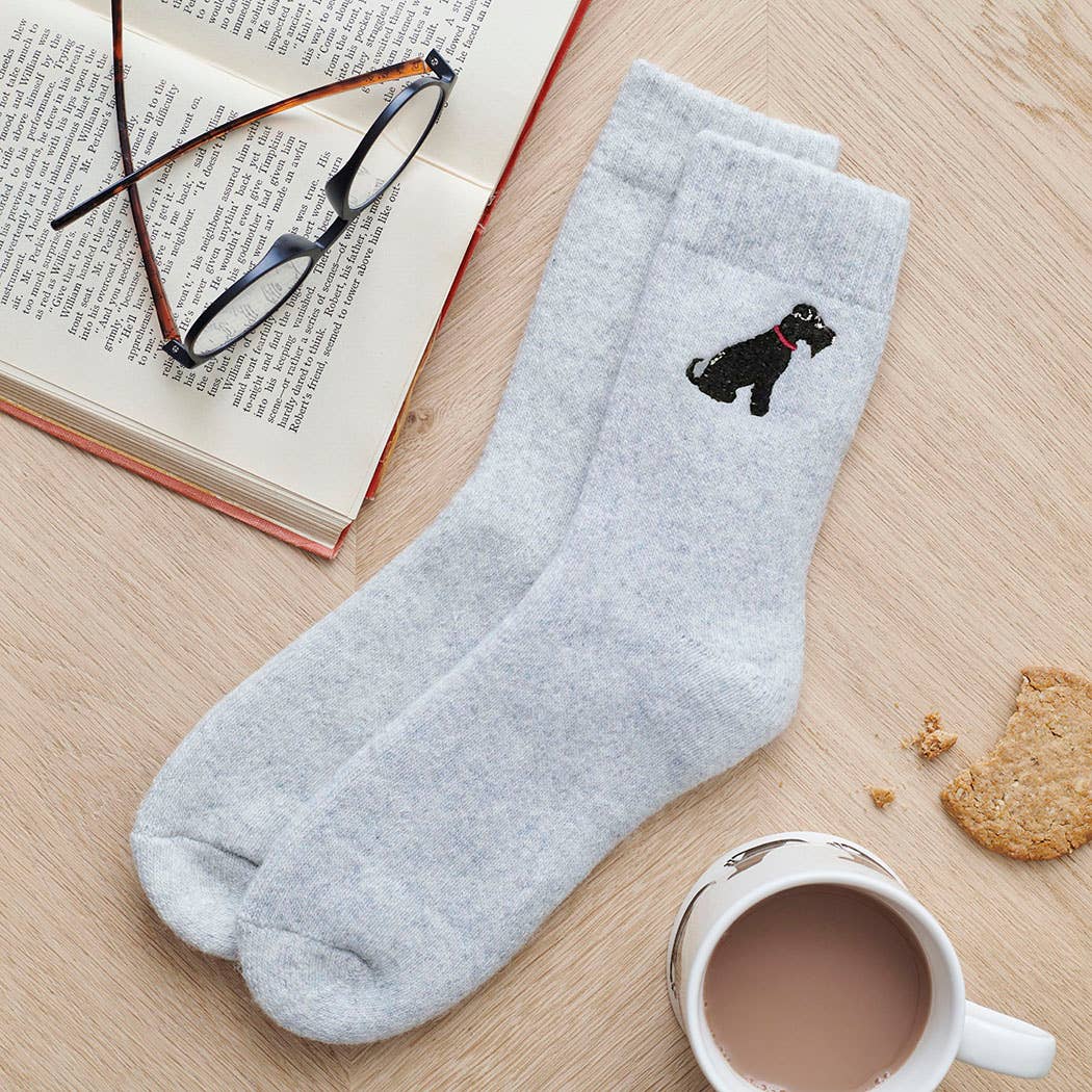 Dog Walking socks - Black Schnauzer