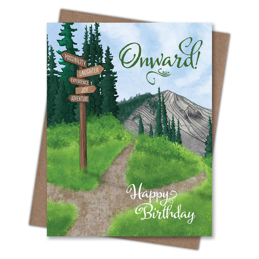 Onward! - Recycled Birthday Card for Hikers