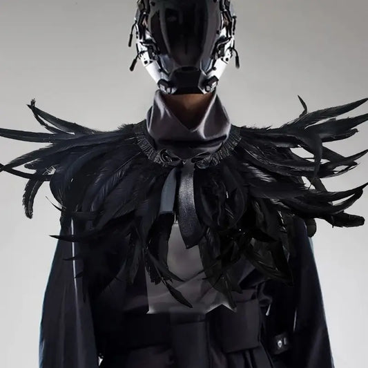 Chicken Feather Shrug Shawl Collar Gothic Victorian Feather Shawl Black or white