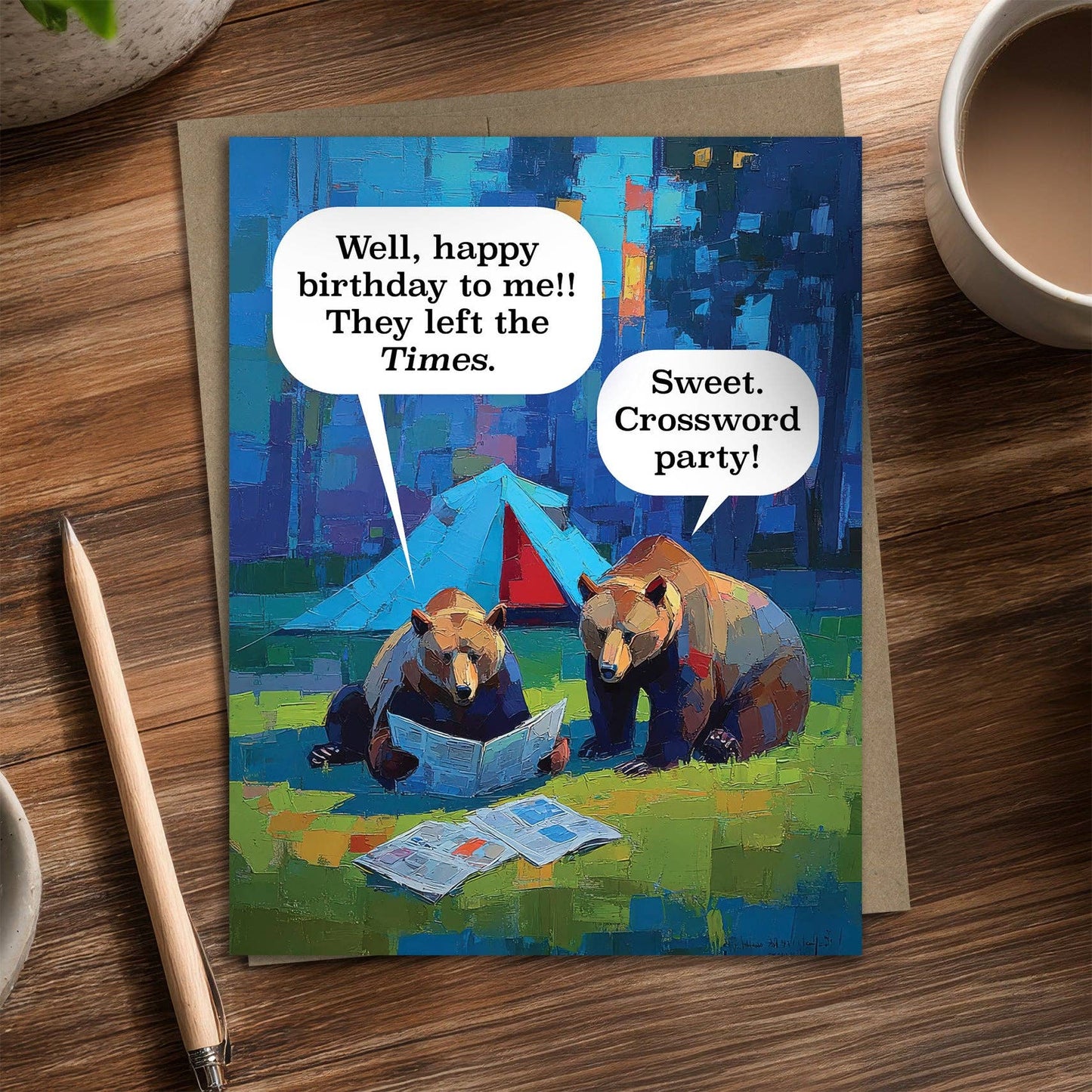 Crossword Bears - Recycled Birthday Card for Campers