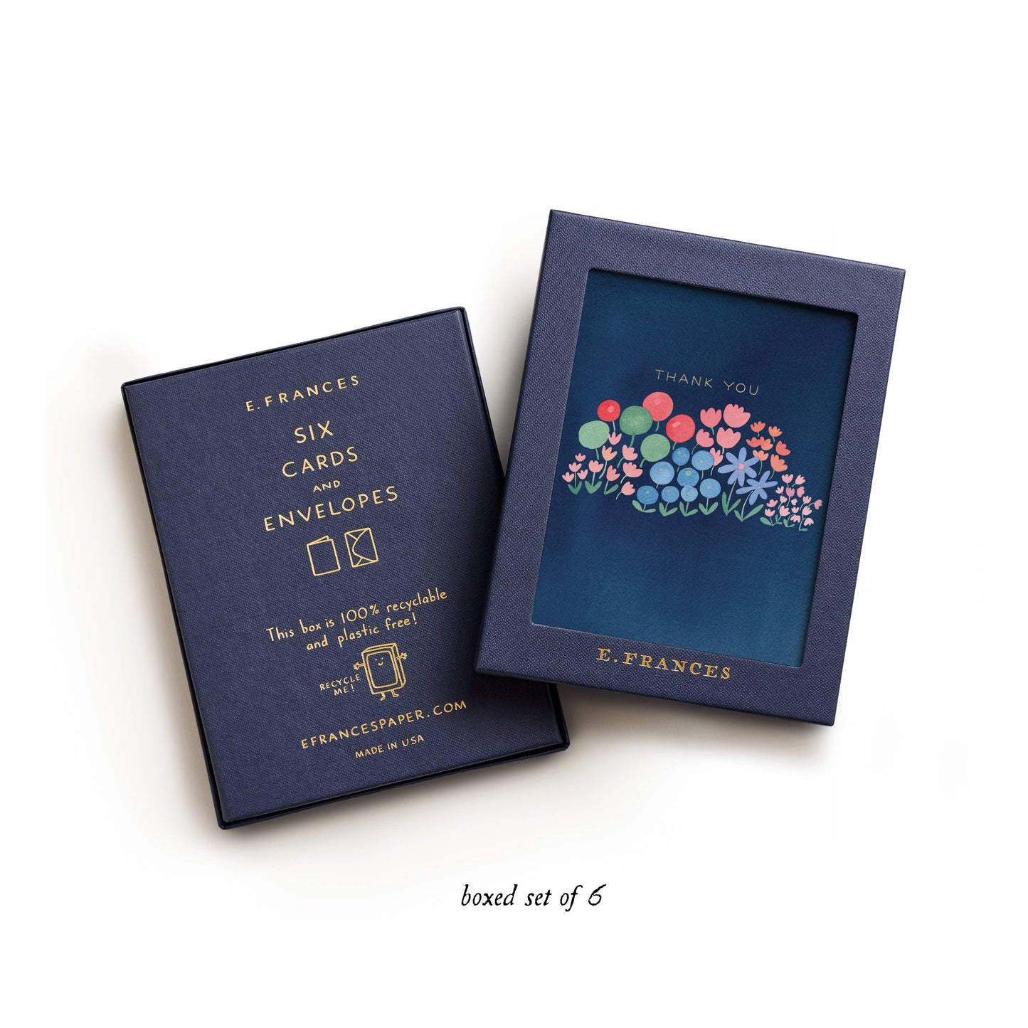 Flower Patch Thank You Greeting Cards Boxed Set of 6 Cards