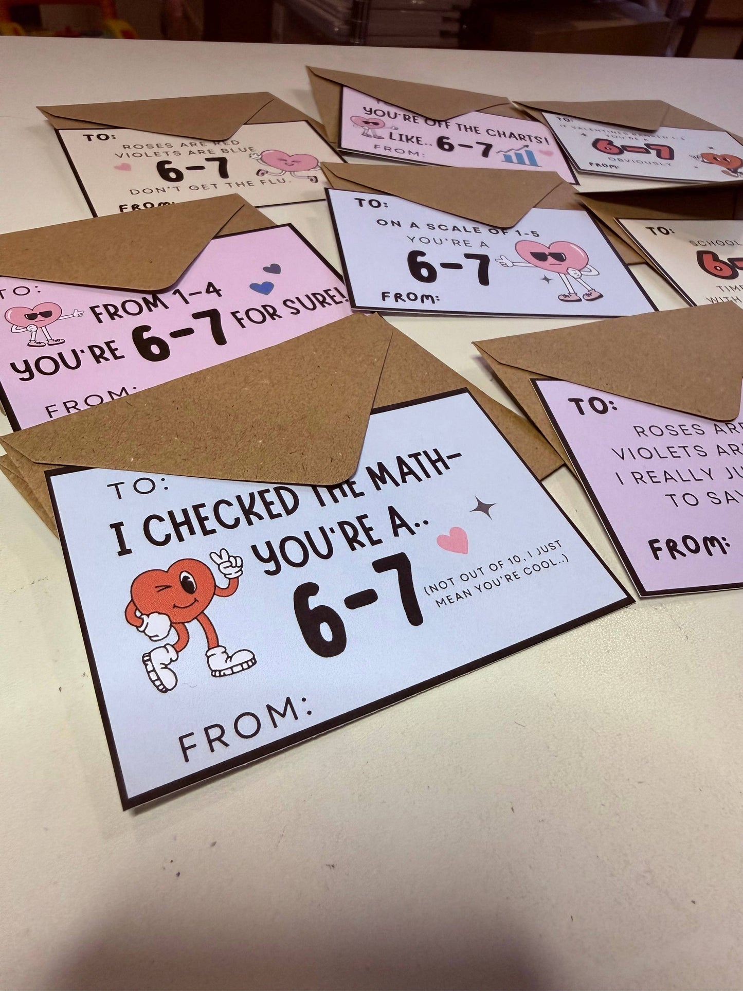6-7 Six Seven Mini Valentine Cards | School Class | Trending