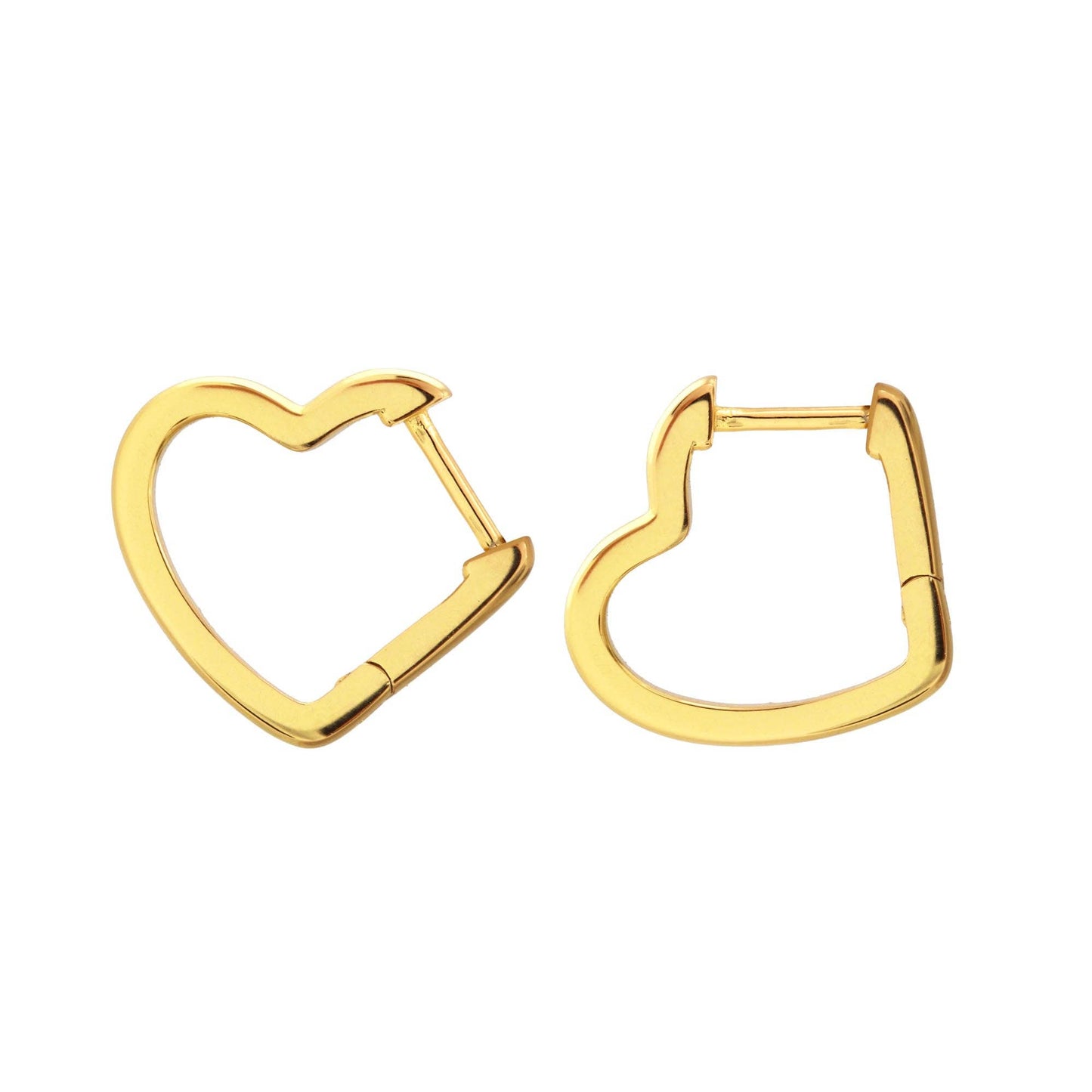 Open Heart Hinged Huggie Hoops 18K Gold Vermeil