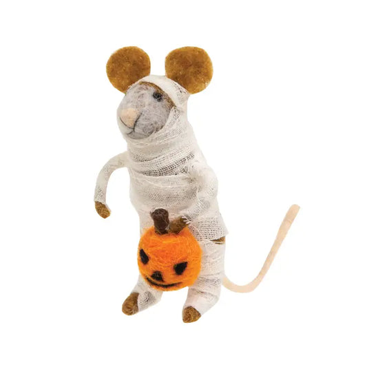 Felt Mouse Ornament - Felted Mummy Mouse Ornament
