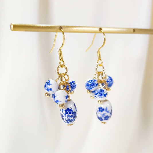 E205 ceramic beads dangle earrings, beads earrings