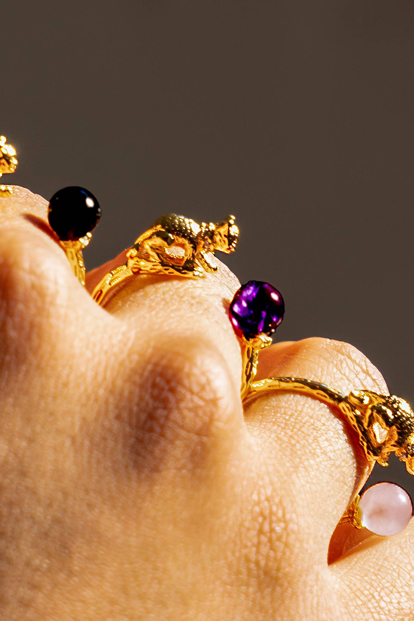 Cat's Cradle Ring - 18K Gold Plated + Amethyst