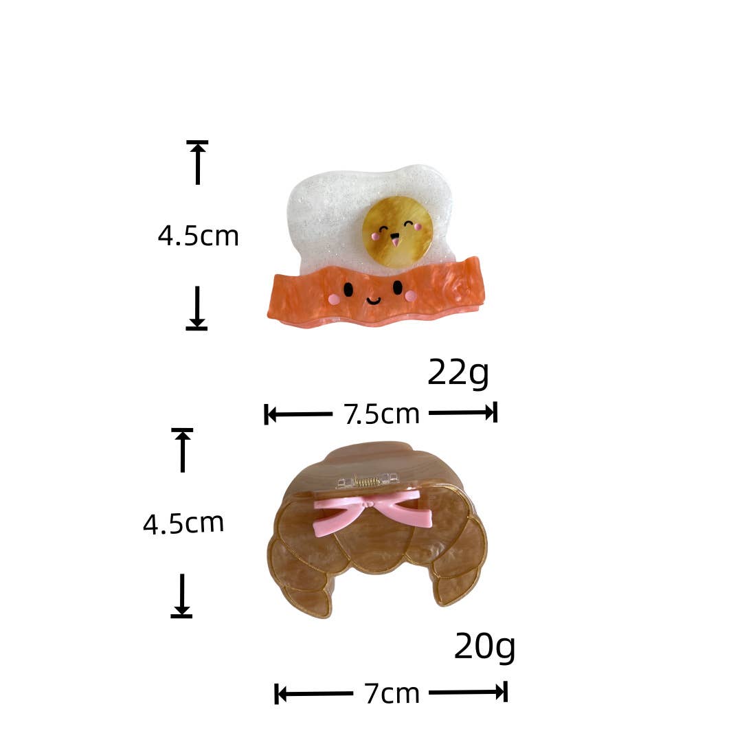 Cute Smiley Sushi Hair Claw, Bow Croissant Hair Clip