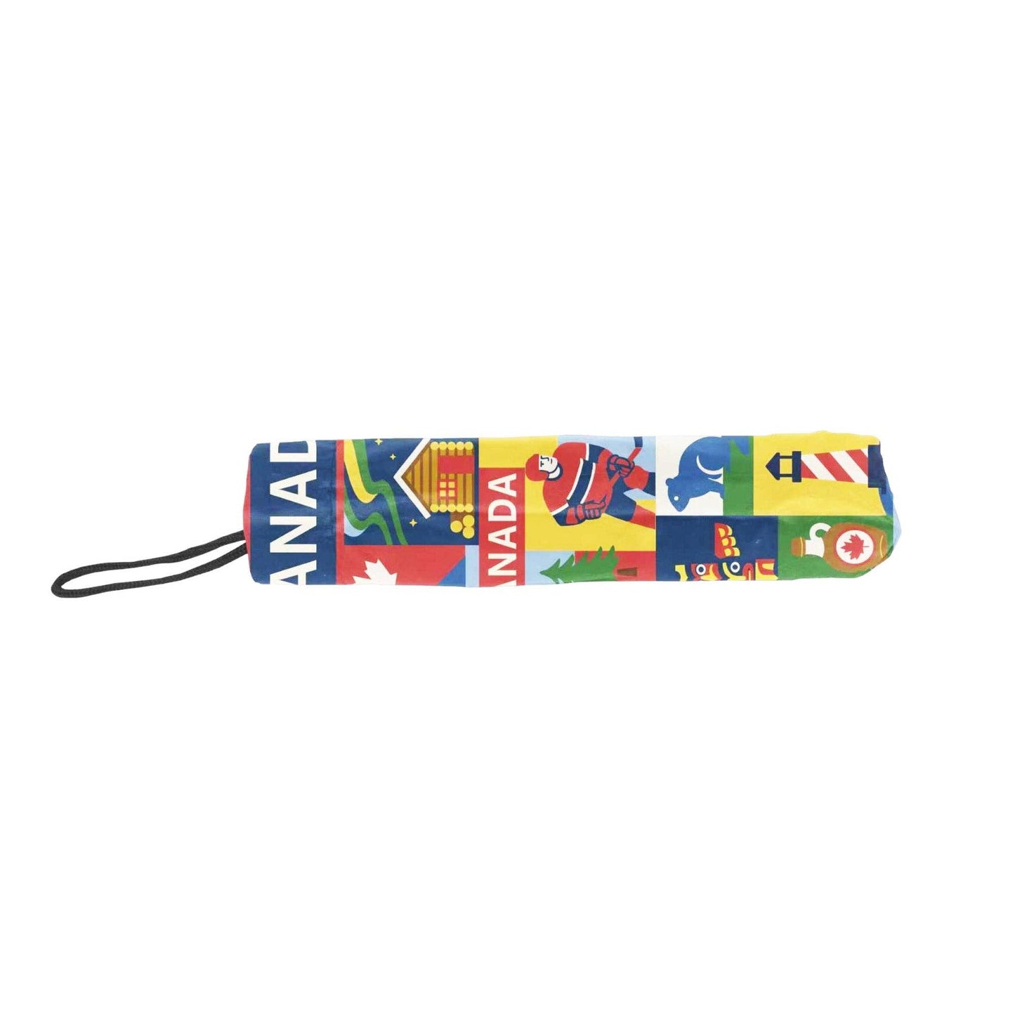 Canada Heritage Icon Collage Folding Umbrella - Premium UV Protection Sun & Rain Travel Parasol