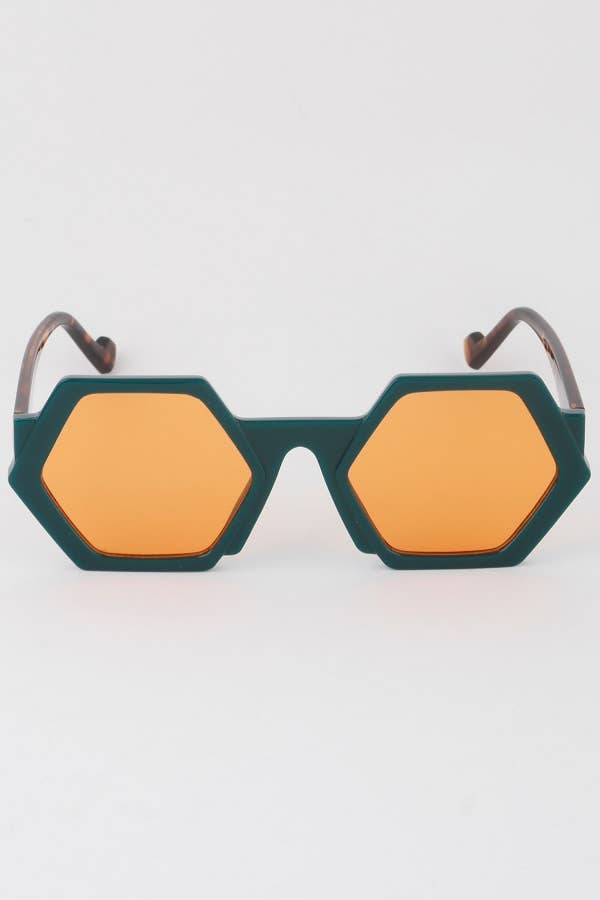 Bright Tinted Hexagon Sunglasses