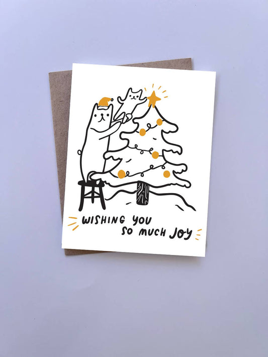 Tree trimming bears - gold foil letterpress holiday card