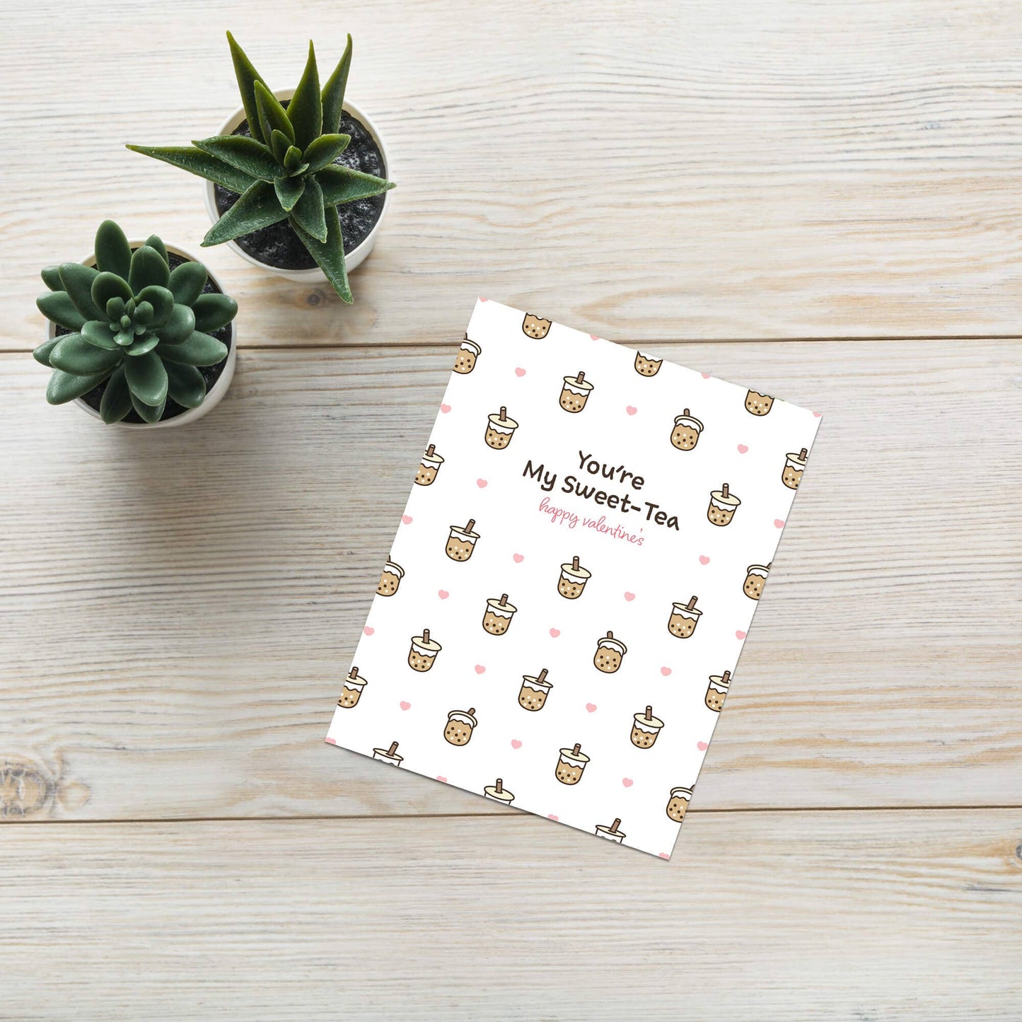 My Sweet-Tea Valentine's Card | Boba Milk Tea Pattern