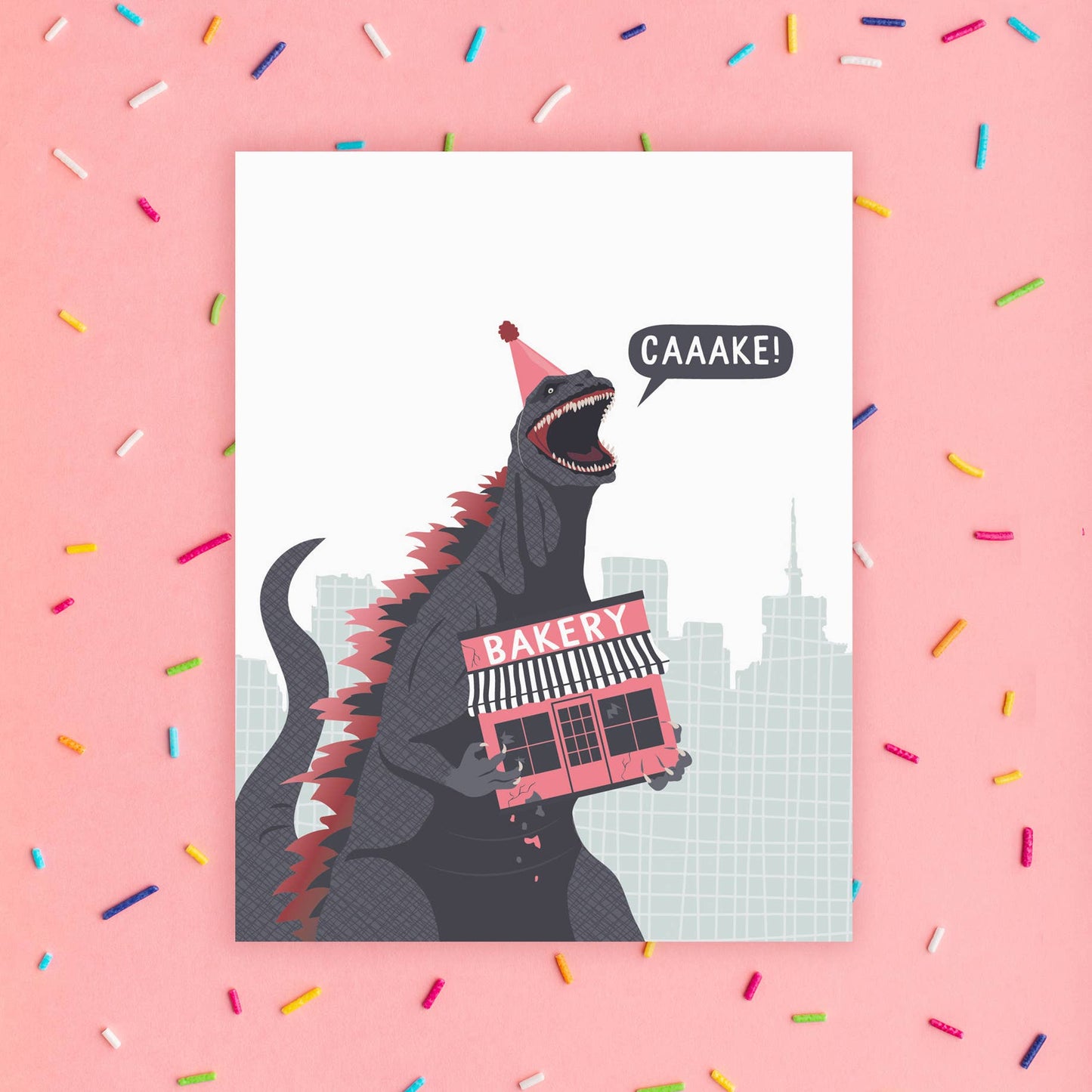 Godzilla's Bakery Birthday Card