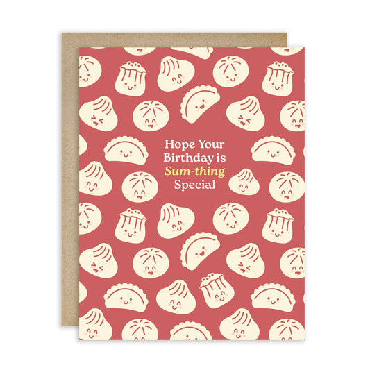 Dim Sum Special Cute Birthday Cards | Red Asian Dumpling Bao Food Snacks