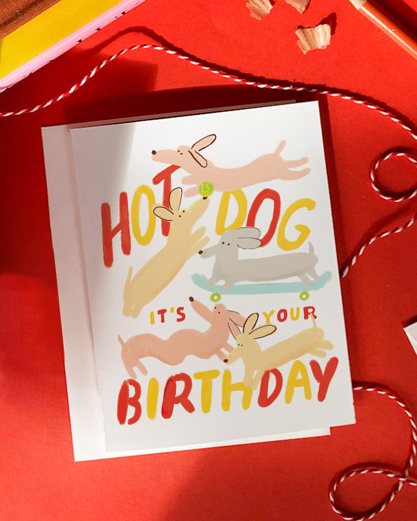 Hot Dog Birthday – Funny Dog Birthday Card | Dog Pun Card
