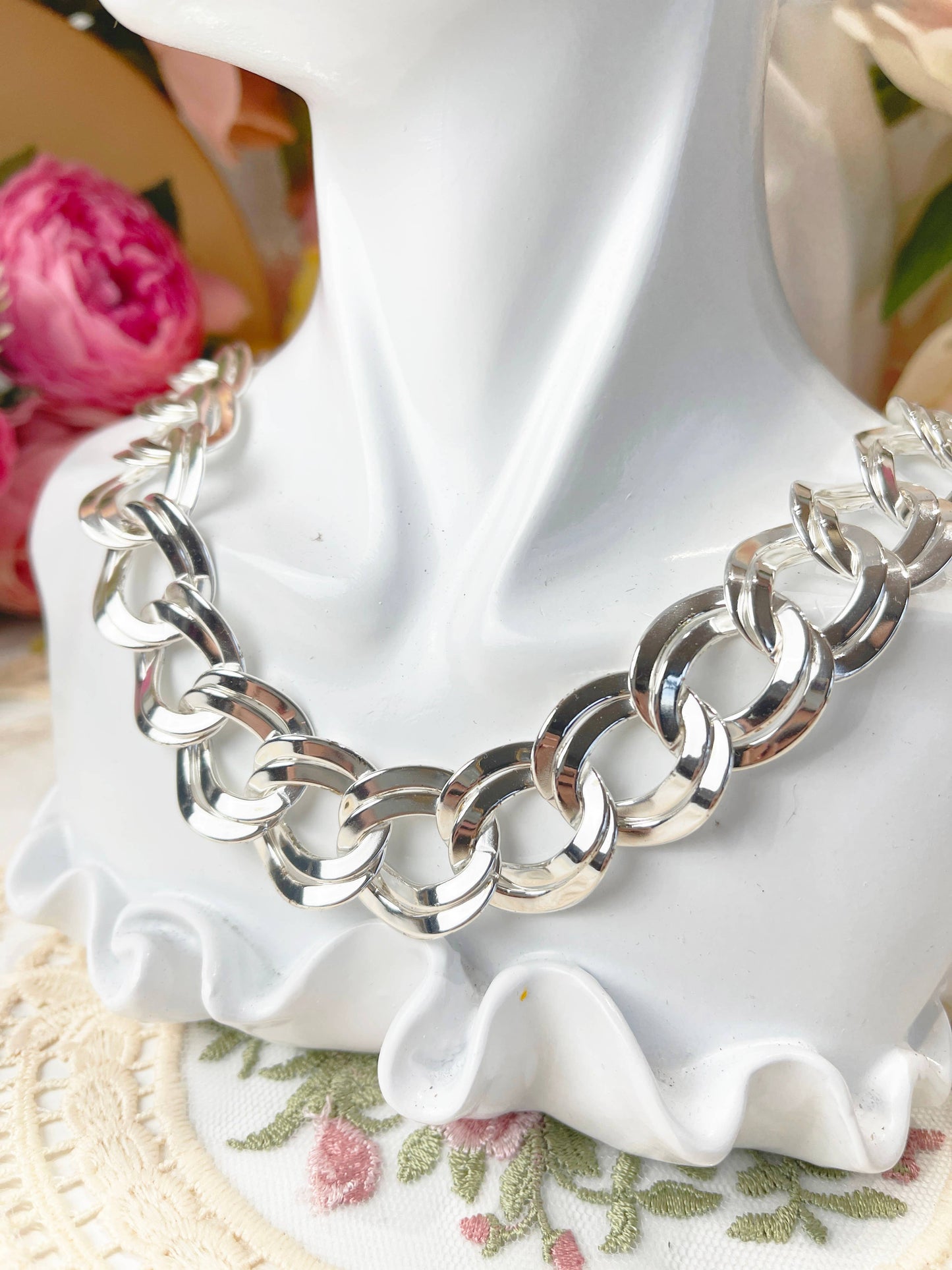 Harper silver chunky chain necklace, large chain necklace