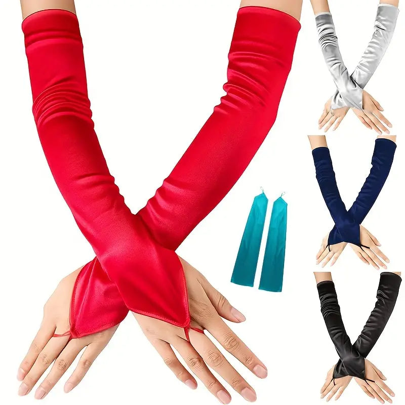 Stylish Satin Long Hook Gloves