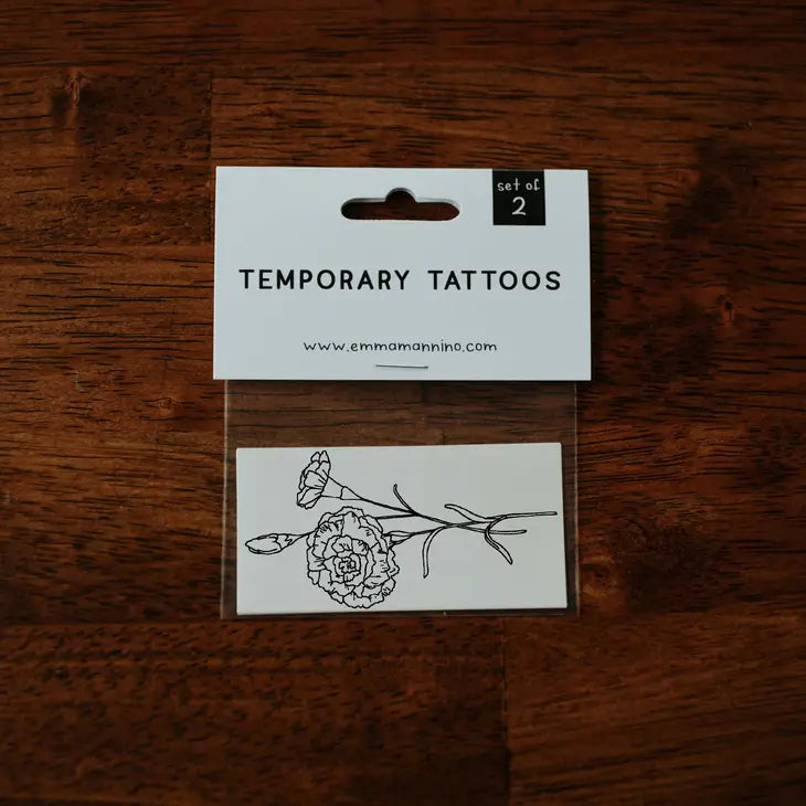 January Birth Flower - Carnation Temporary Tattoos