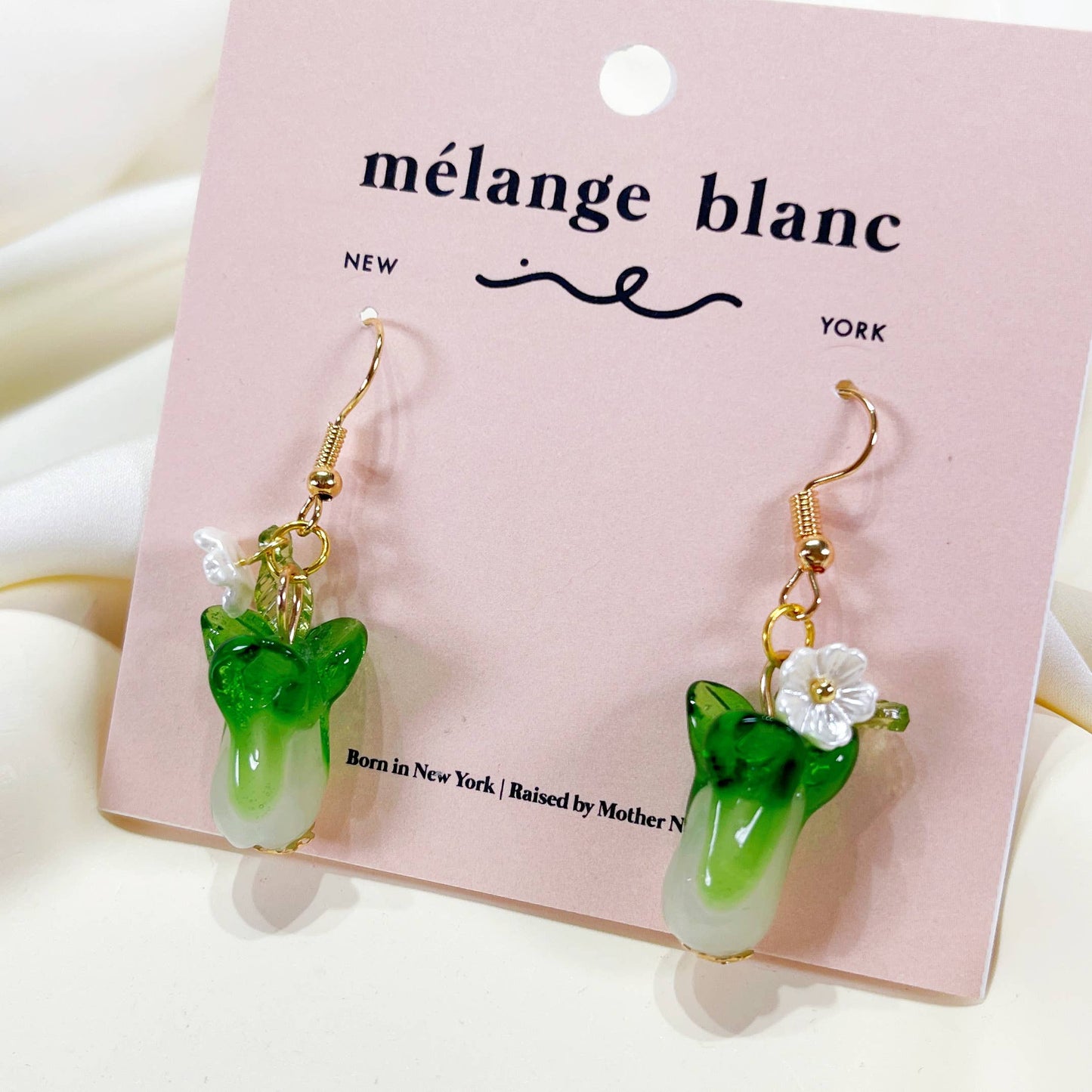 E216 green cabbage earrings, charm earrings, dangle earrings