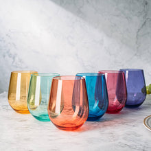 Load image into Gallery viewer, 6 Unbreakable Colored Stemless Wine Glasses Acrylic Italian
