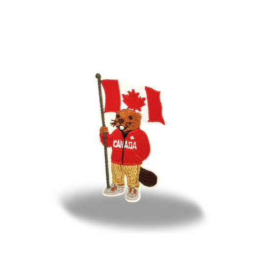 Canada Flag Beaver Cute Mascot Souvenir Embroidered Iron-On Patch - Collectible Travel Patch