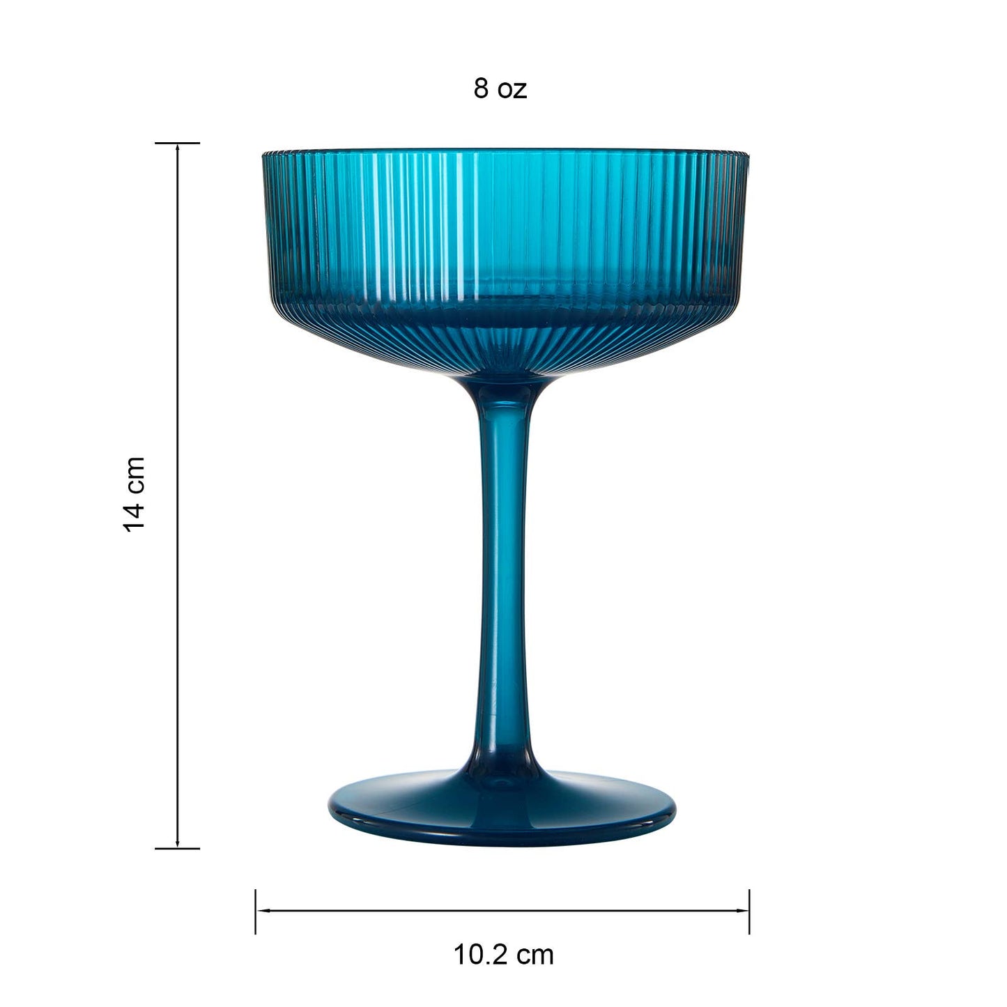 Acrylic Unbreakable Ribbed Coupe Glasses | 7 oz