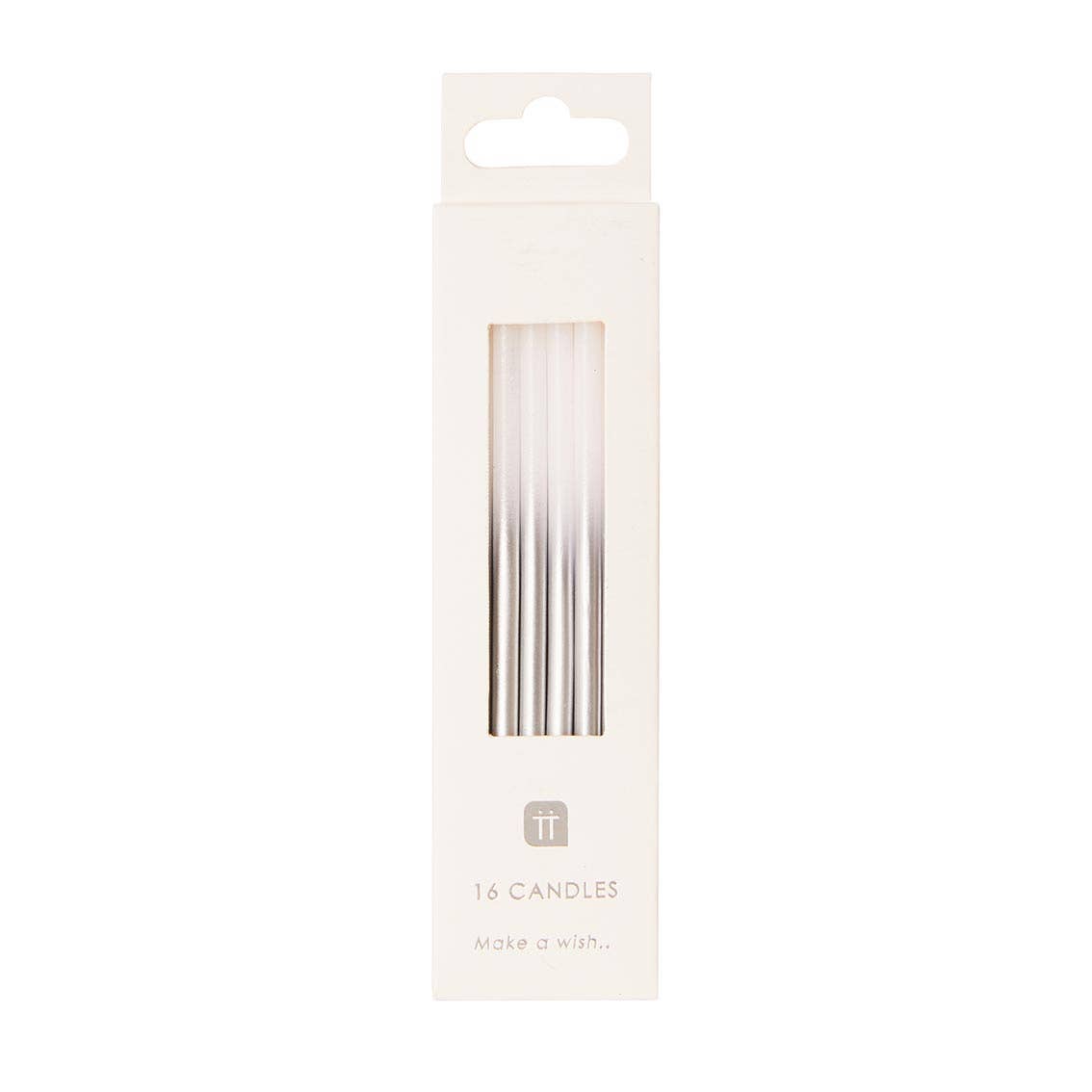White & Silver Candles - 16 Pack | Birthday Party |