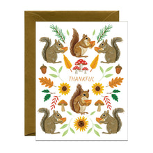 Load image into Gallery viewer, Thankful Squirrels with Pumpkin Pie Thanksgiving Card
