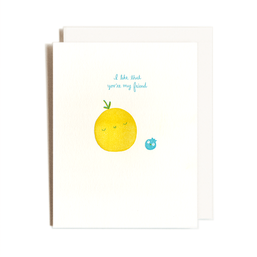 Orange and Blueberry | Friend | Letterpress Card - Front & Company: Gift Store