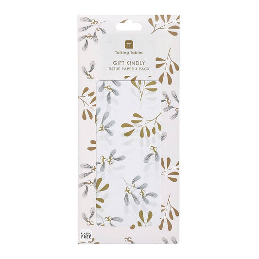 Mistletoe White Christmas Tissue Paper | 4 Sheets |