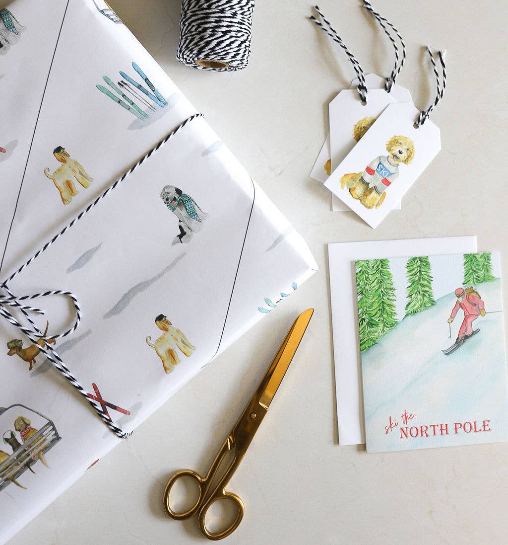 Gift Wrap Holiday - Ski Dogs