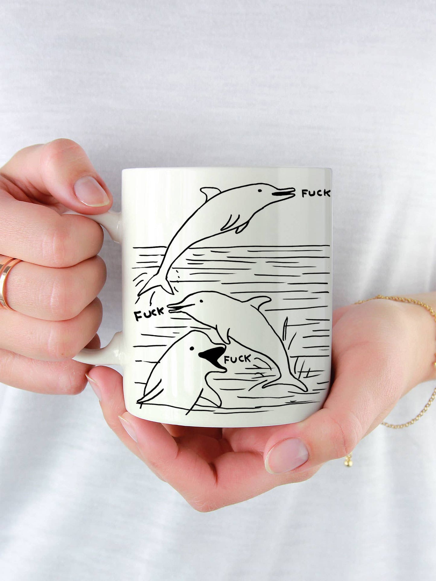 Funny Gift David Shrigley Mug - Dolphin Fuck