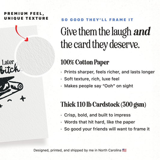 Later Bitches, Flying Diploma - A2 Graduation Greeting Card