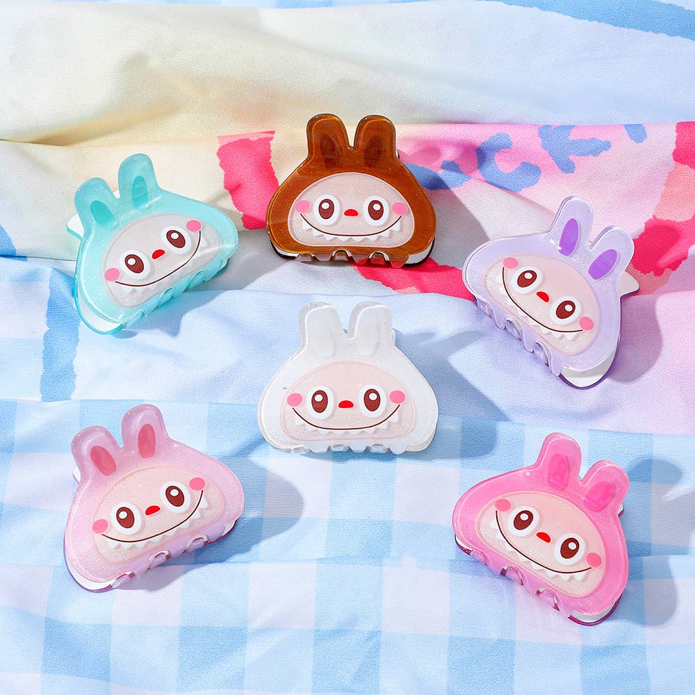 Hot Pink Cute Labubu Hair Claw Clip