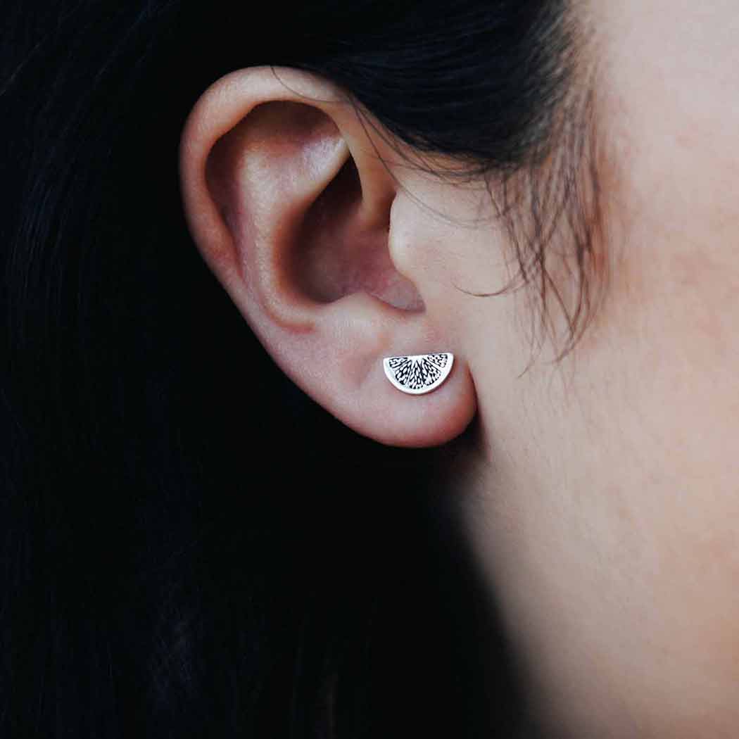 Sterling Silver Orange Slice Post Earrings 10x5mm