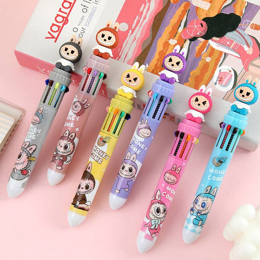 10multi-color Labubu ballpoint pen student pen