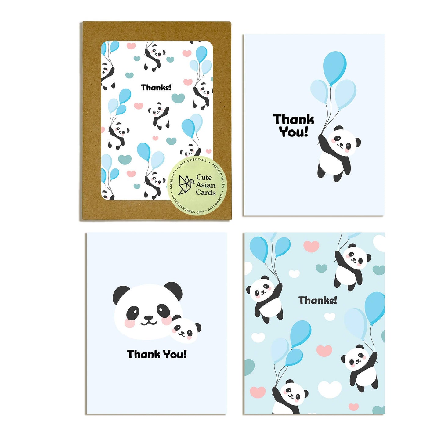 Blue Panda | 8 Baby Shower Thank You Cards | Assorted