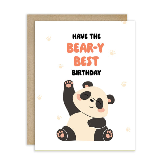 Bear-y Best Birthday Card | Cute Asian Chinese Panda Animal Funny Pun