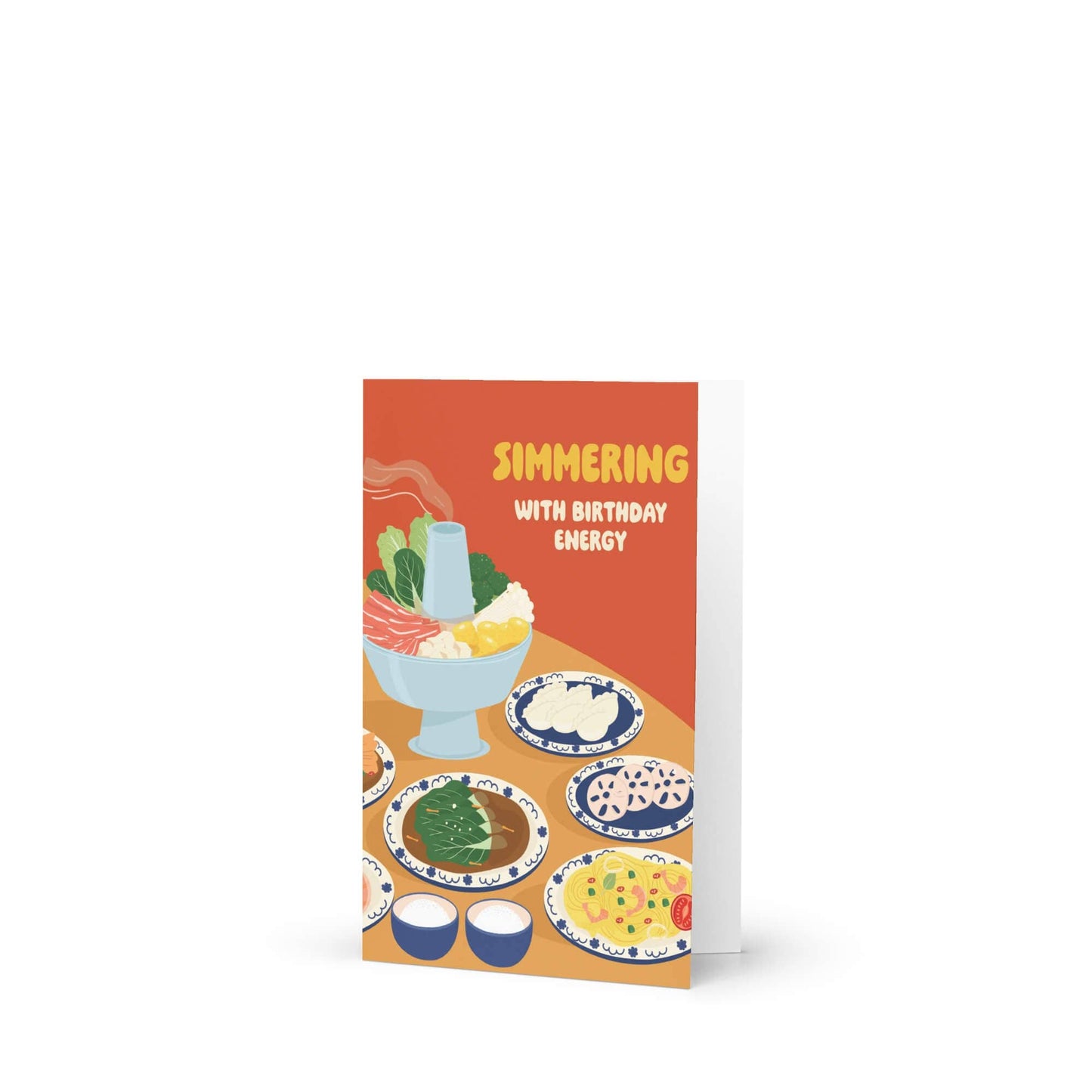 Hot Pot Simmering Cute Birthday Cards | Asian Soup Food Happy Greeting