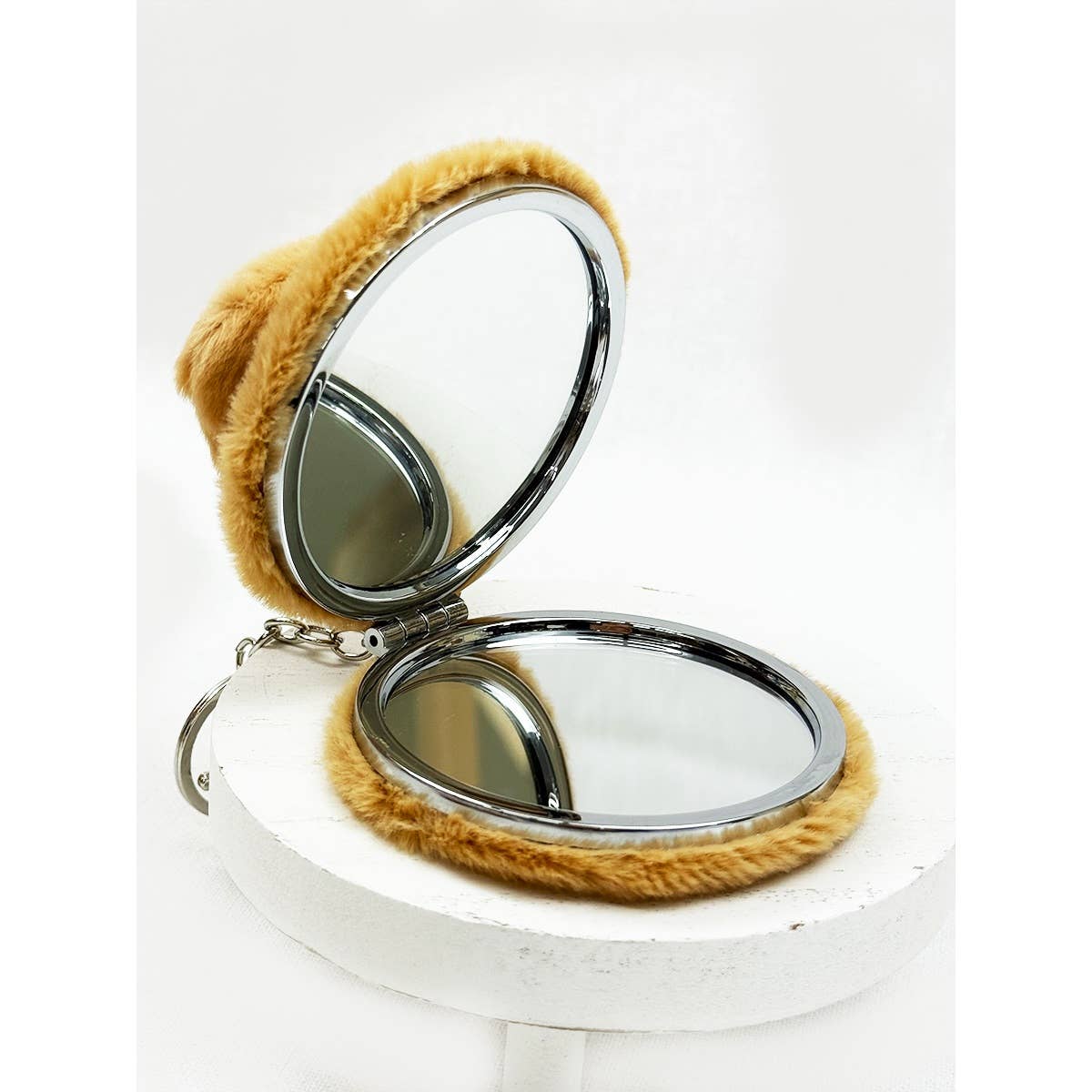 Capybara Plush Compact Mirror with Key Ring