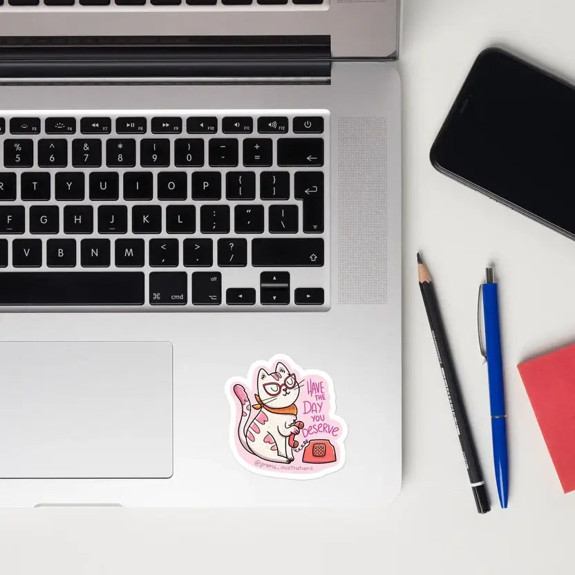 Have the day you deserve cat sticker