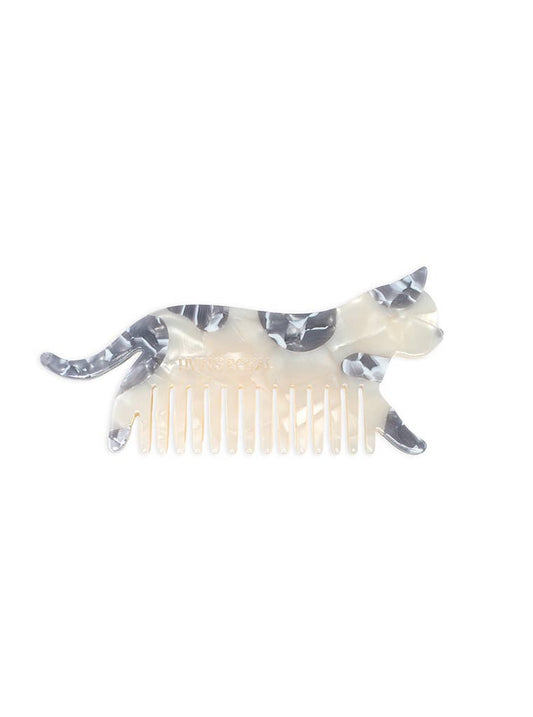 Wide-Tooth Mini Hair Comb - Kitty Cat - Gray & White