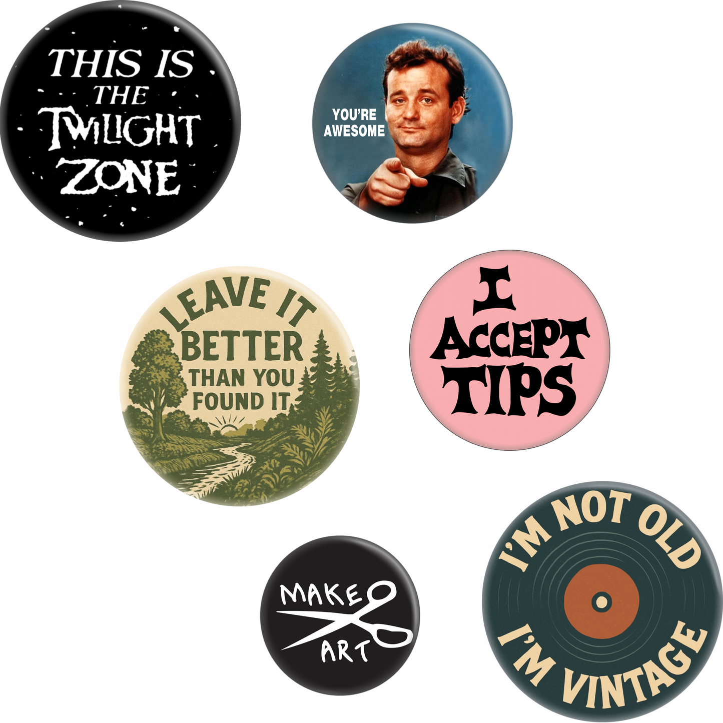 Funny Buttons Mix Humor Novelty Pop Culture