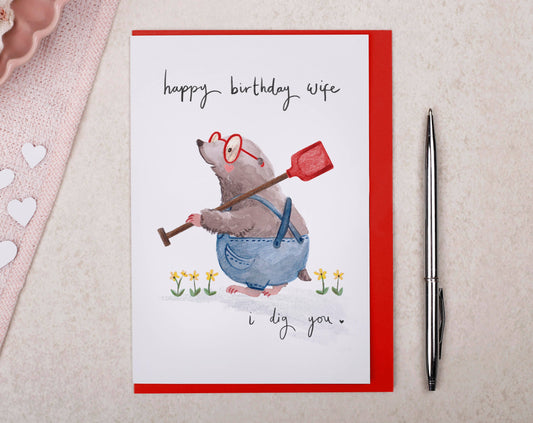 Wife Happy Birthday Card | Funny, Cute Mole Greeting Card