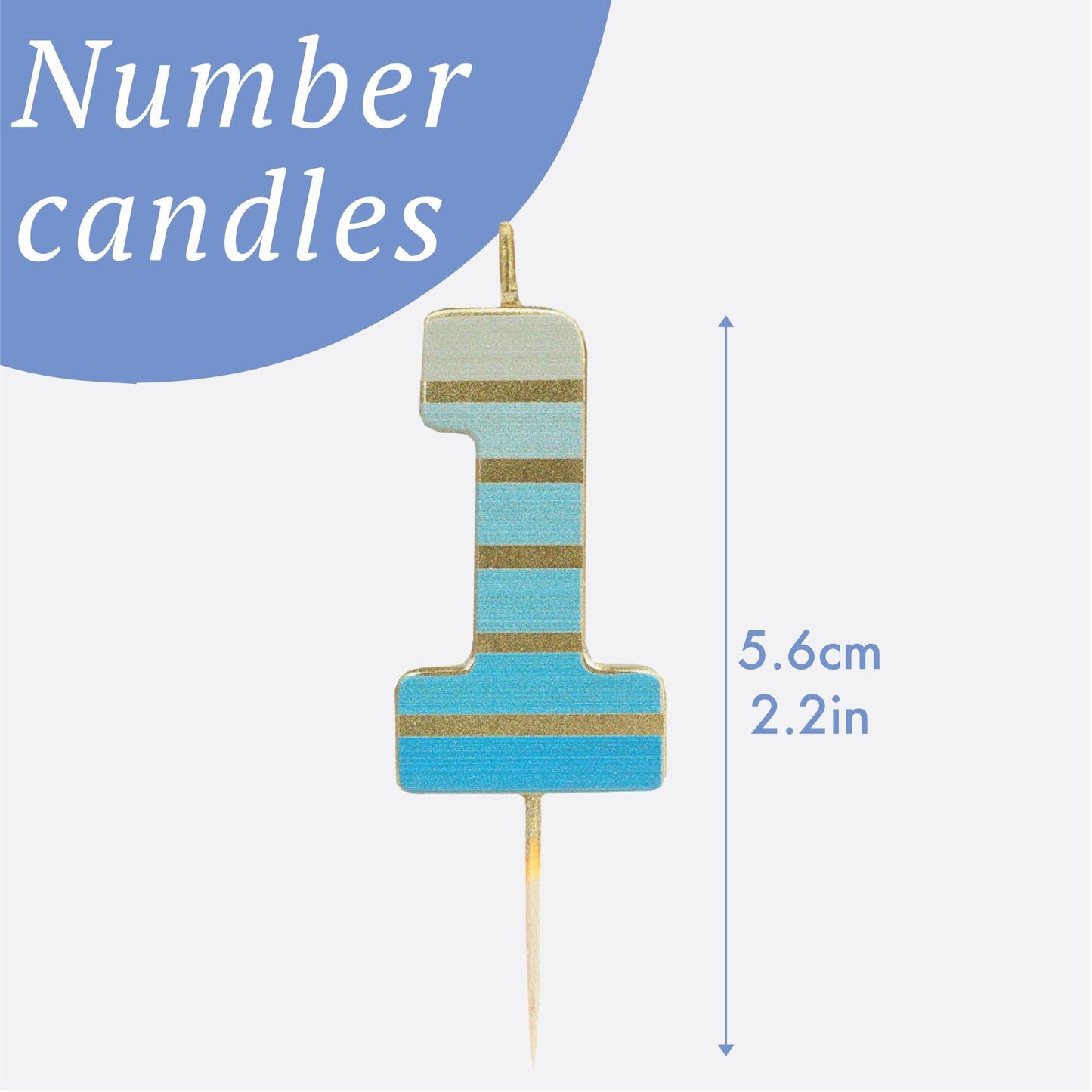 Blue & Gold Number Candle - 1
