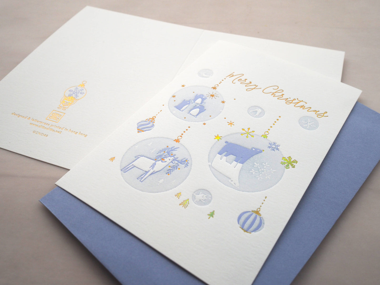 Letterpress christmas card : nordic animal ornament