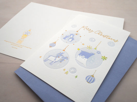 Letterpress christmas card : nordic animal ornament