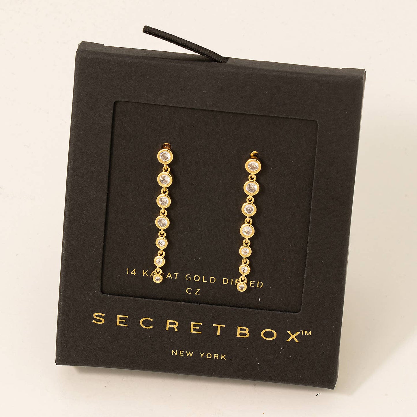Gold Dipped Stud Chain Dangle Earrings